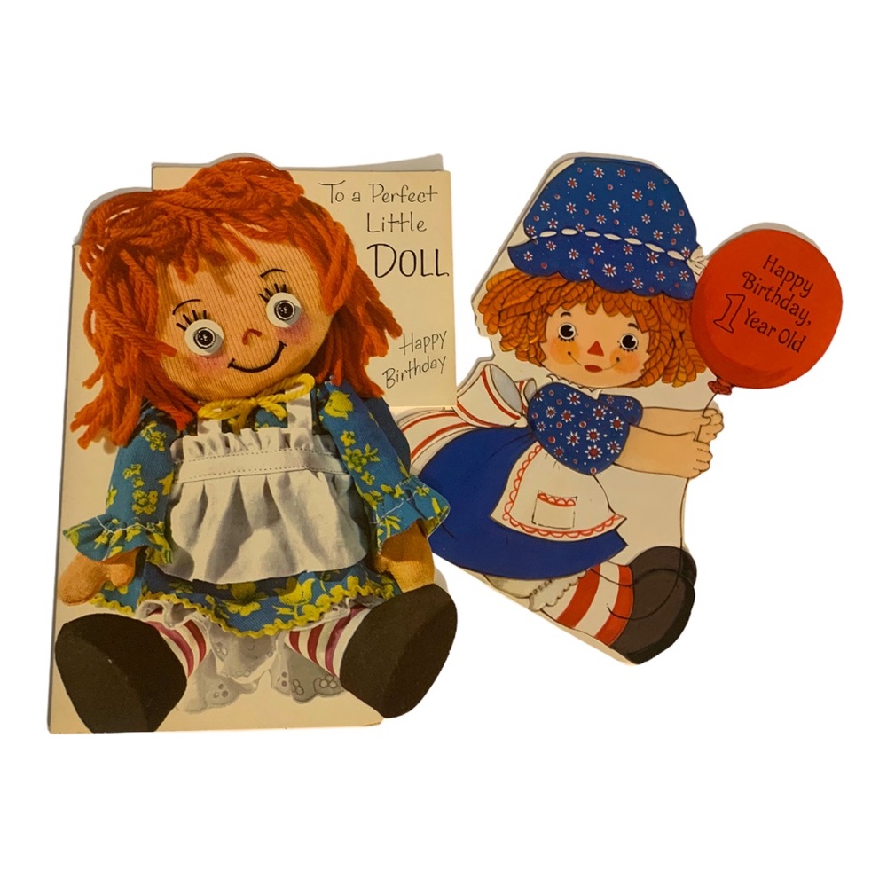 VTG 60s-70s Raggedy Ann Girl Birthday Whimsical Collectible Greeting Cards 2X